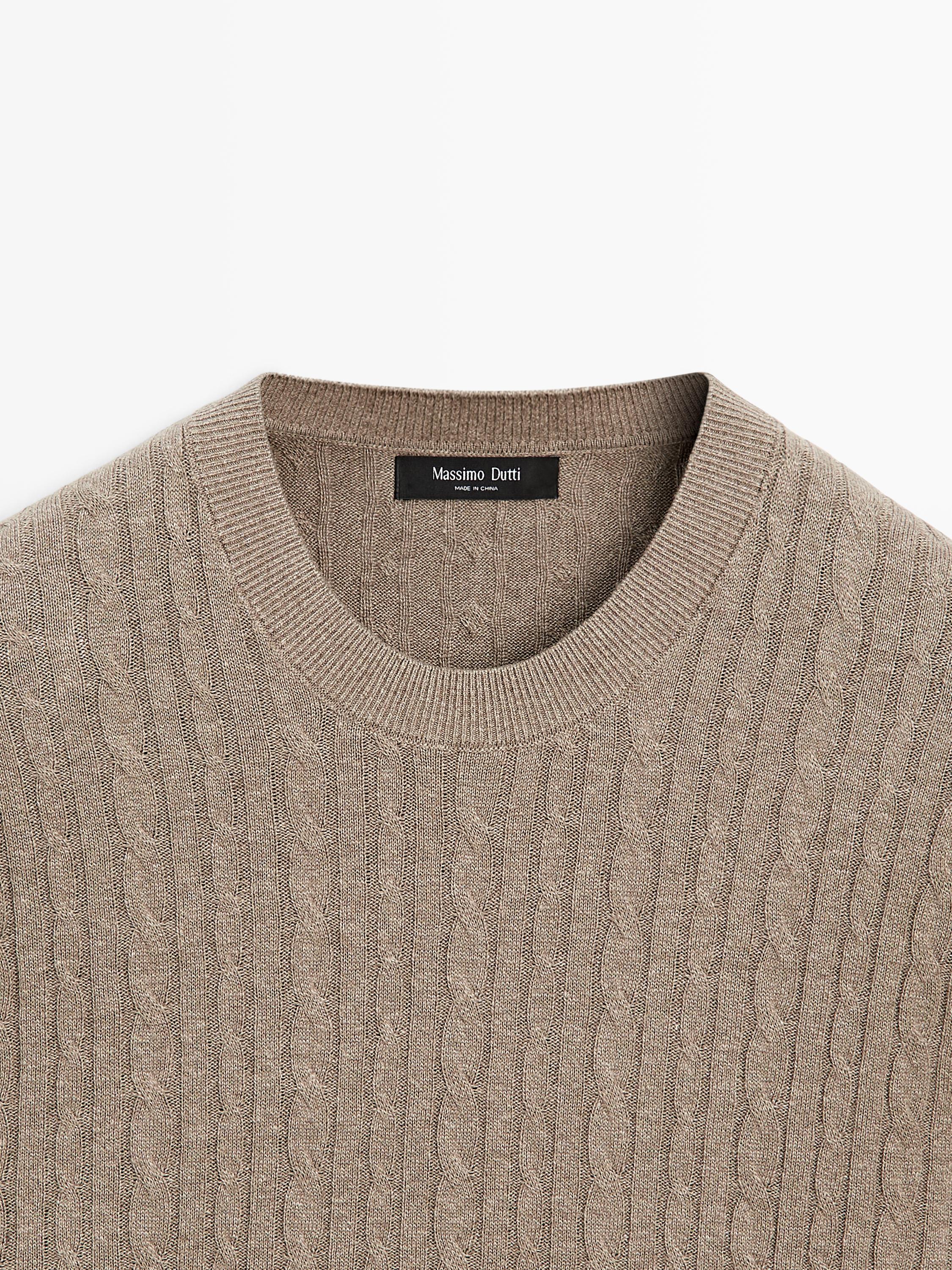 Cotton blend cable-knit sweater